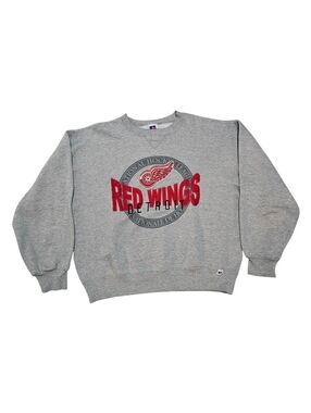 Vintage Russell Athletic Detroit Red Wings Gray Graphic Crewneck Sweatshirt